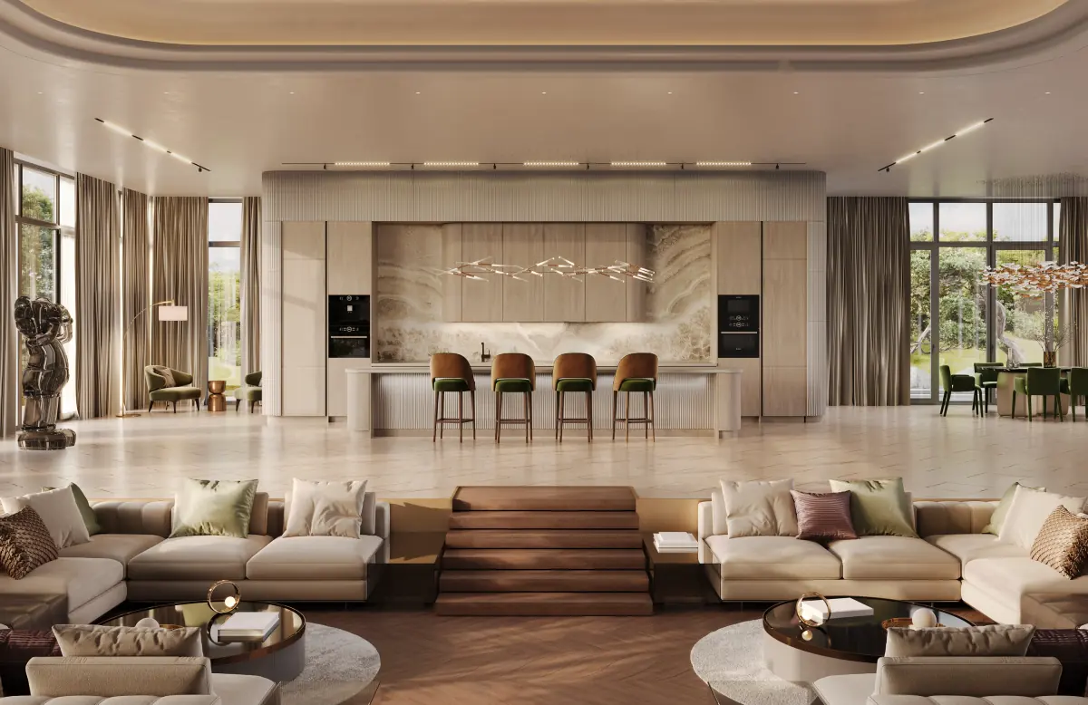 Sculptural furniture, warm light and considered materials in a Sphere Design residential interior