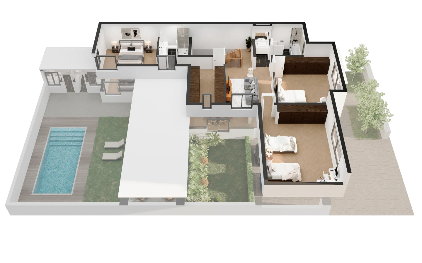 3D Floor Plans visualization by Sphere Design — view P1_Floor2